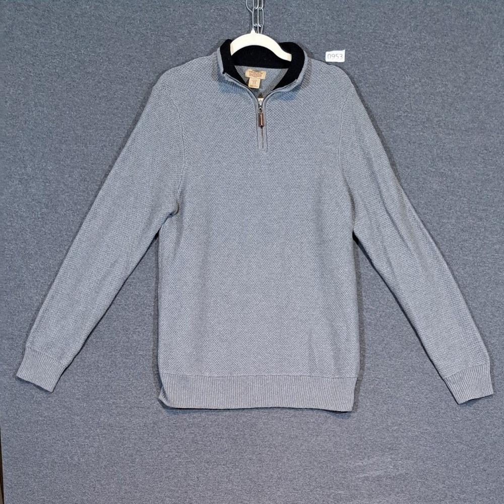 Telluride Clothing Co Mens Gray Textured Cotton Quarter Zip Sweater Size M
